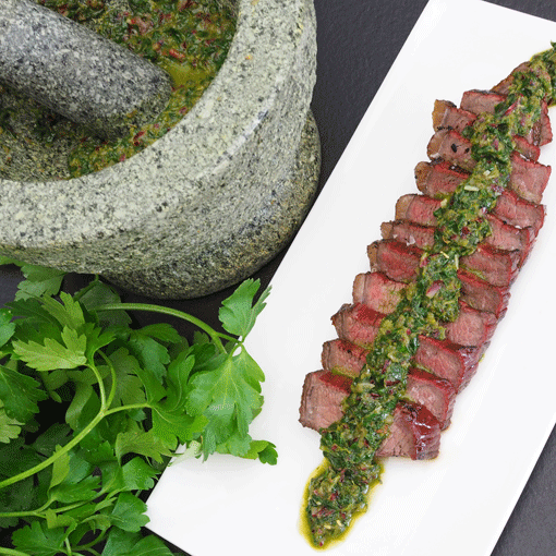 Picanha vom Drehspieß mit pikanter Chimichurri